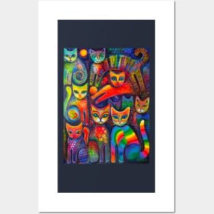 Rainbow cats acrylics Posters and Art